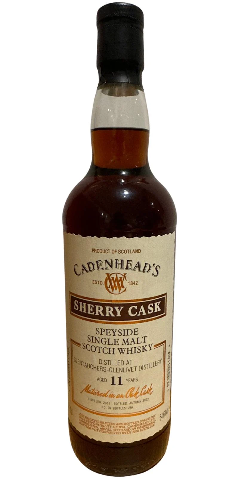 Glentauchers 2011 (Cadenhead's) Wood Range - Sherry Cask (11 Year Old) Speside Single Malt Scotch Whisky | 700ML