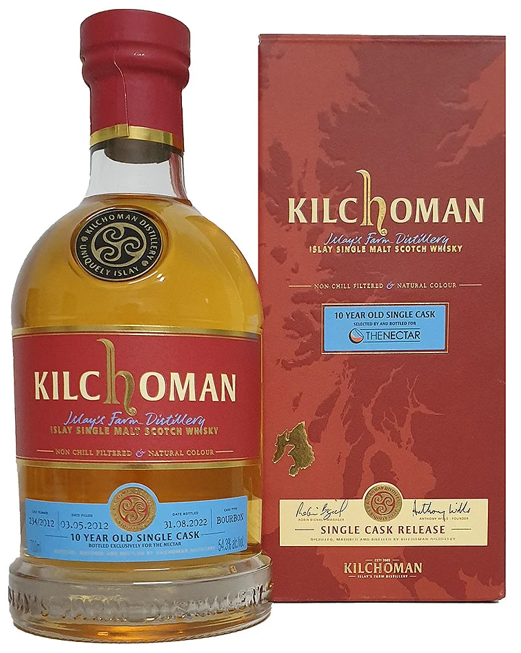 Kilchoman 10 años embotellado para el whisky escocés de pura malta Nectar | 700ML