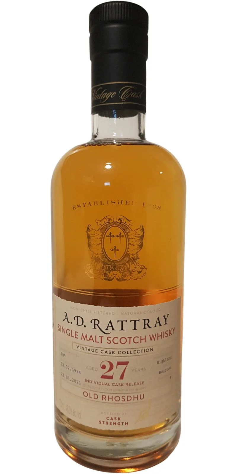 Old Rhosdhu 1994 DR Vintage Cask Collection 27 Year Old 2021 Release (Cask #9) Single Malt Scotch Whisky | 700ML - Whiskey