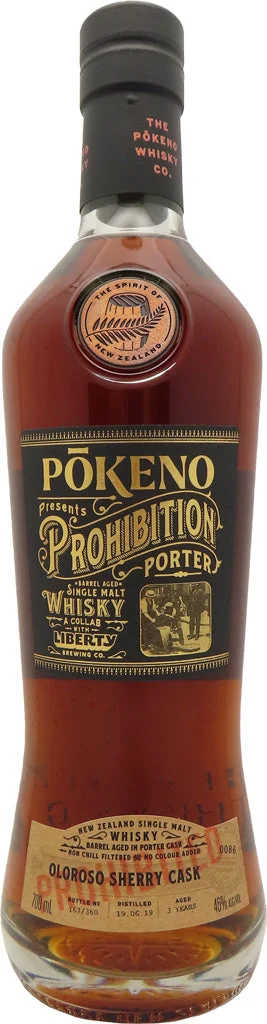 Pokeno Prohibition Oloroso Sherry Cask # 0086 New Zealand Single Malt Whisky | 700ML - Whiskey