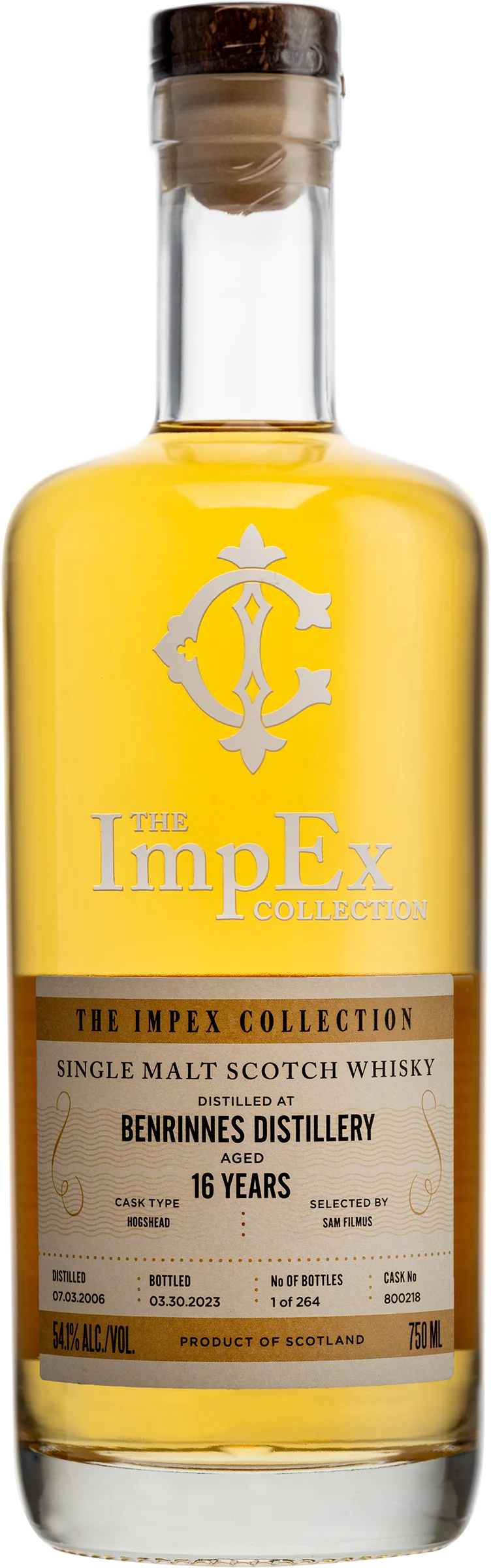The Impex Collection Benrinnes 16 Year Old Hogshead # 800218 Speyside Single Malt 2006 Scotch Whisky - Whiskey