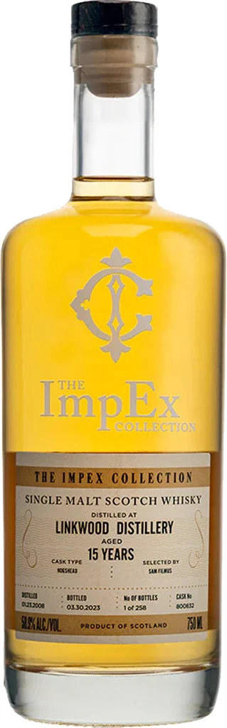 The Impex Collection Linkwood 15 Year Old Hogshead # 800832 Speyside Single Malt 2008 Scotch Whisky - Whiskey