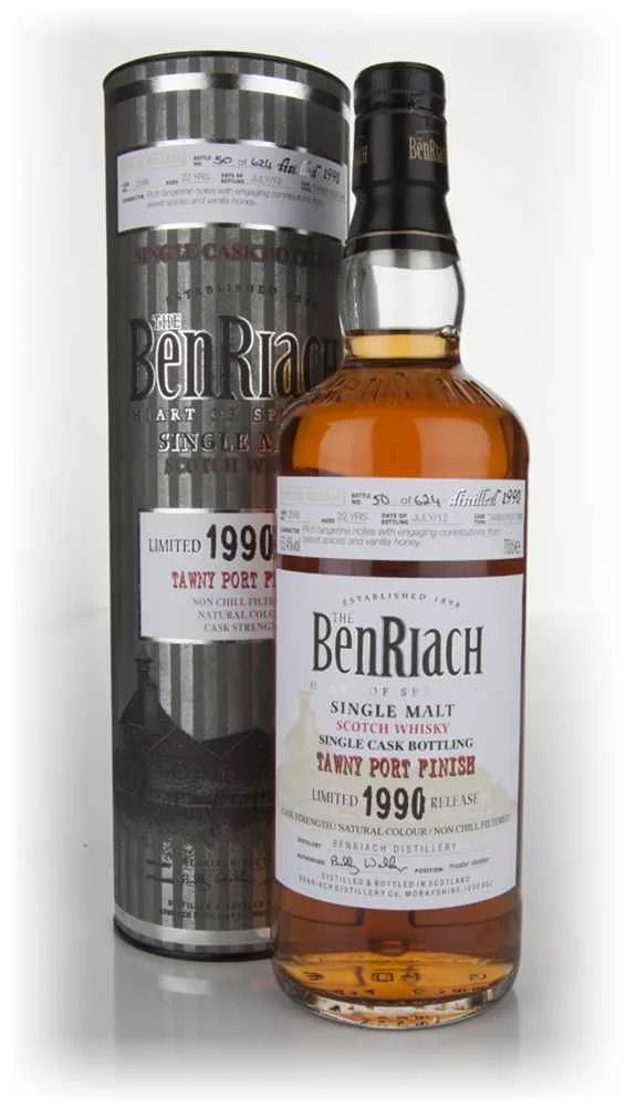BenRiach 22 Year Old 1990 Tawny Port Pipe Scotch Whisky | 700ML - Whiskey