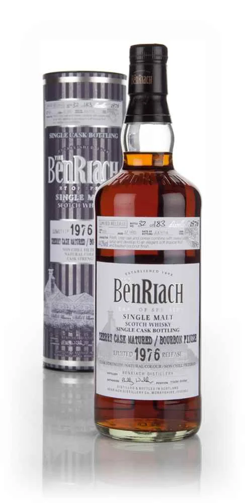 BenRiach 37 Year Old 1976 (cask 529) Bourbon Cask Finish Scotch Whisky | 700ML - Whiskey
