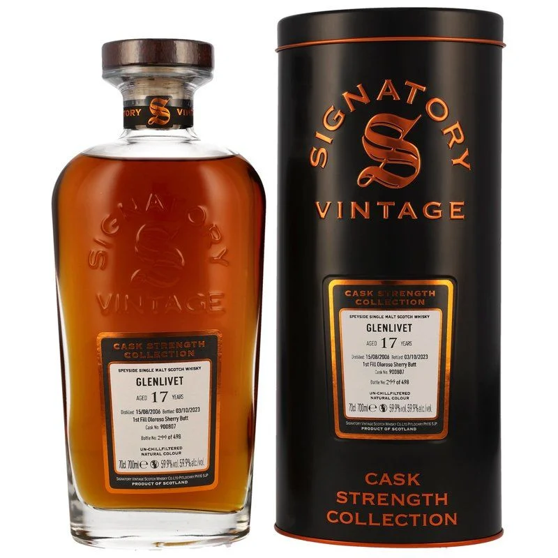 Glenlivet 17 Year Old (D.2006, B.2023) Signatory Vintage Scotch Whisky | 700ML - Whiskey