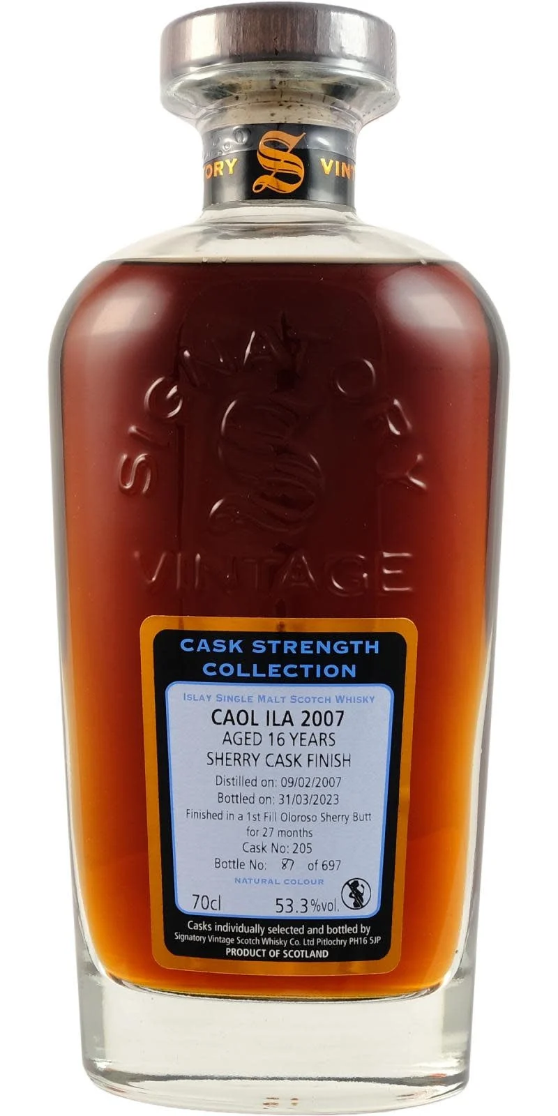 Caol Ila 16 Year Old 2007 (Cask 205) Cask Strength Collection (Signatory) Scotch Whisky | 700ML - Whiskey