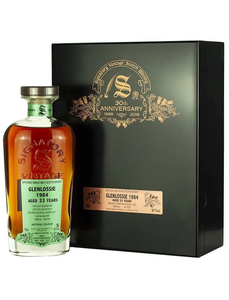 Glenlossie Signatory Vintage 30th Anniversary Single Cask #2533 1984 33 Year Old Whisky | 700ML - Whiskey