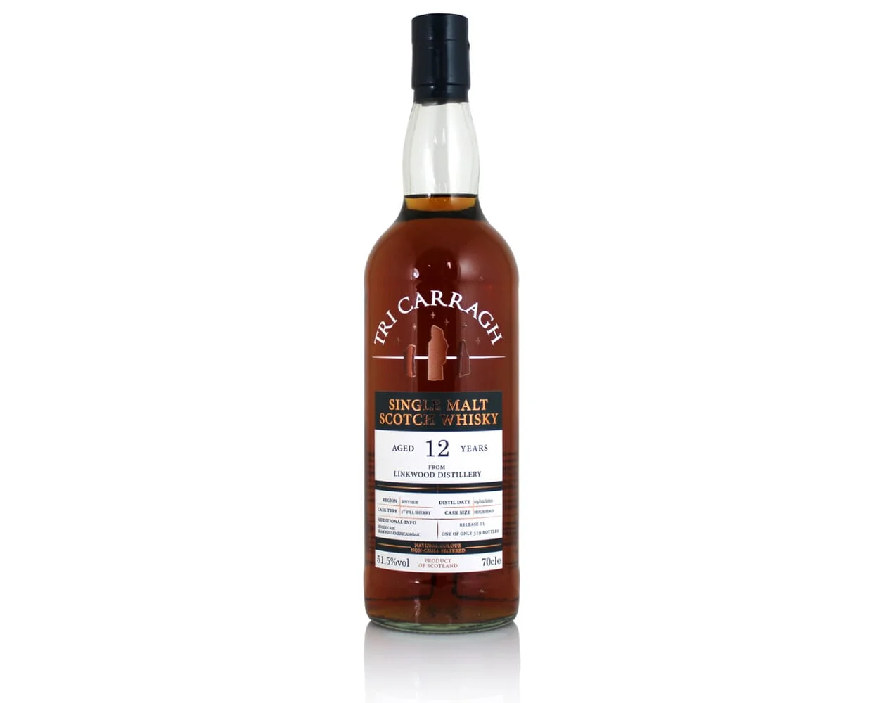 Linkwood Tri Carragh Single Cask # 1er llenado Sherry 2010 Whisky de 12 años | 700ML - Whiskey