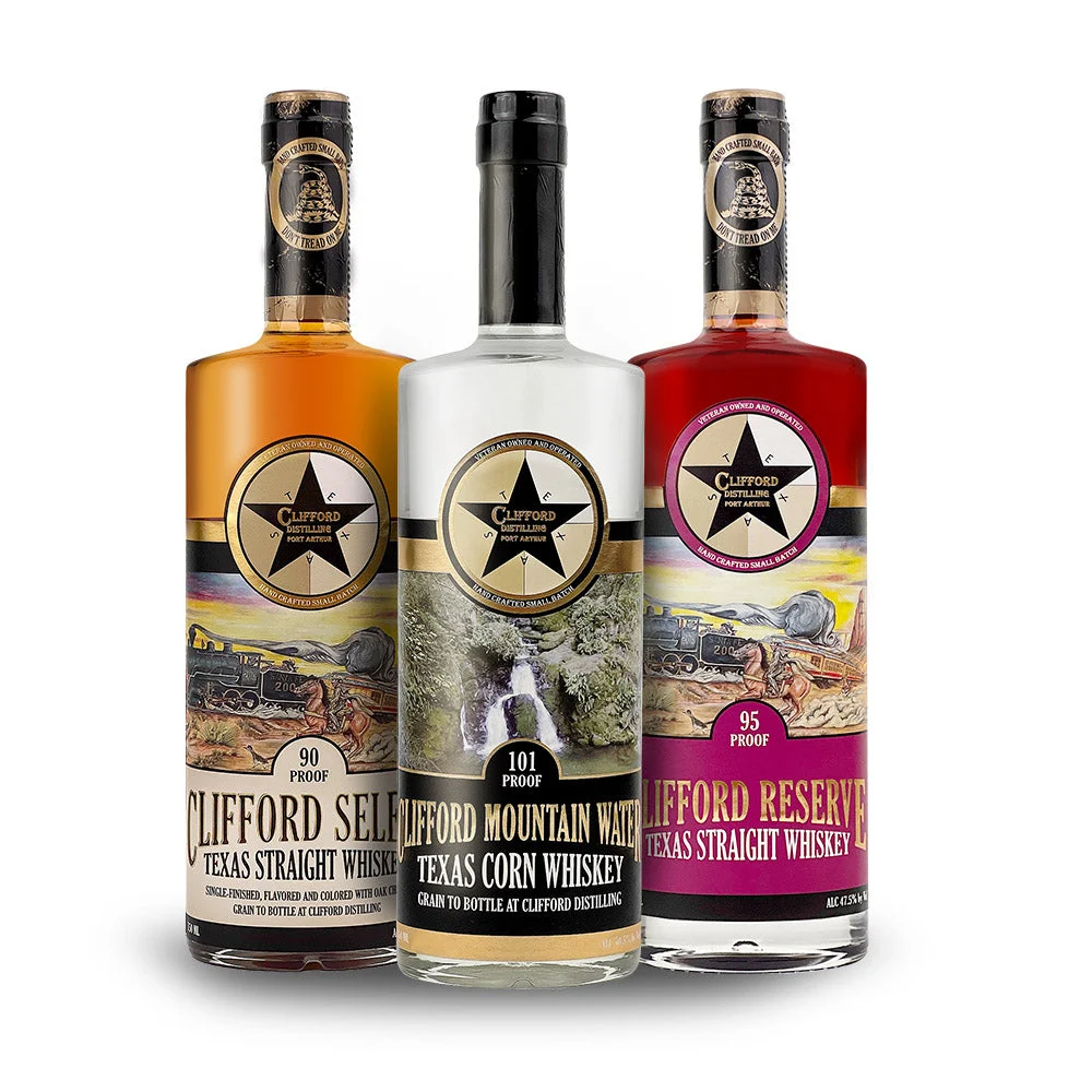 Clifford Distilling | Whiskey Collection | (3) Bottle Bundle - Gin, Rum
