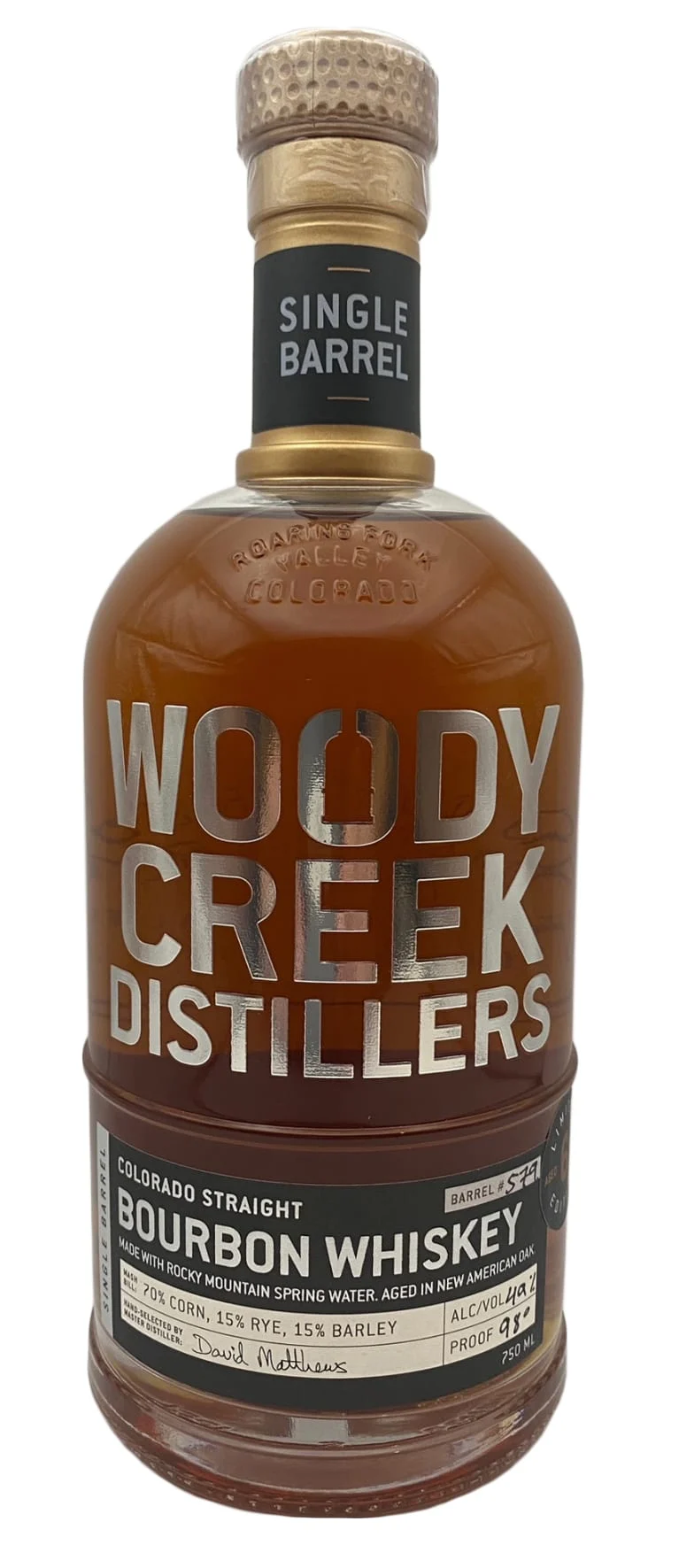 Woody Creek Distillers (Batch 579) Single Barrel Colorado Straight Bourbon Whiskey