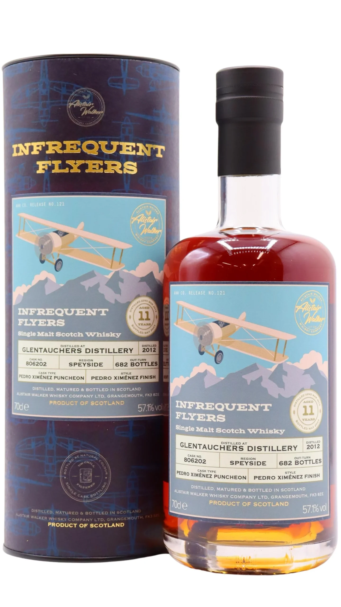 Glentauchers Infrequent Flyers Pedro Ximenez Finish 2012 11 Year Old Whisky | 700ML - Whiskey