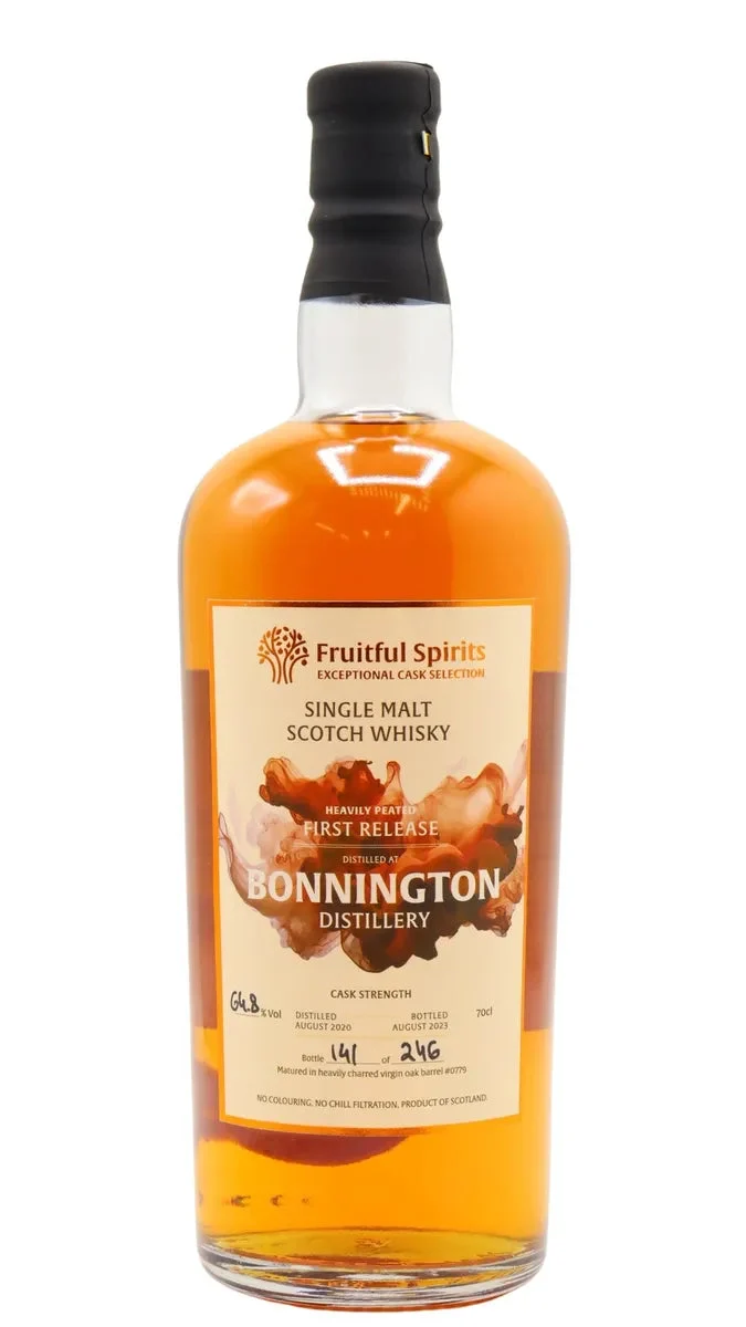 Bonnington Fruitful Spirits First Release Heavily Peated 2020 3 Year Old Whisky | 700ML - Whiskey