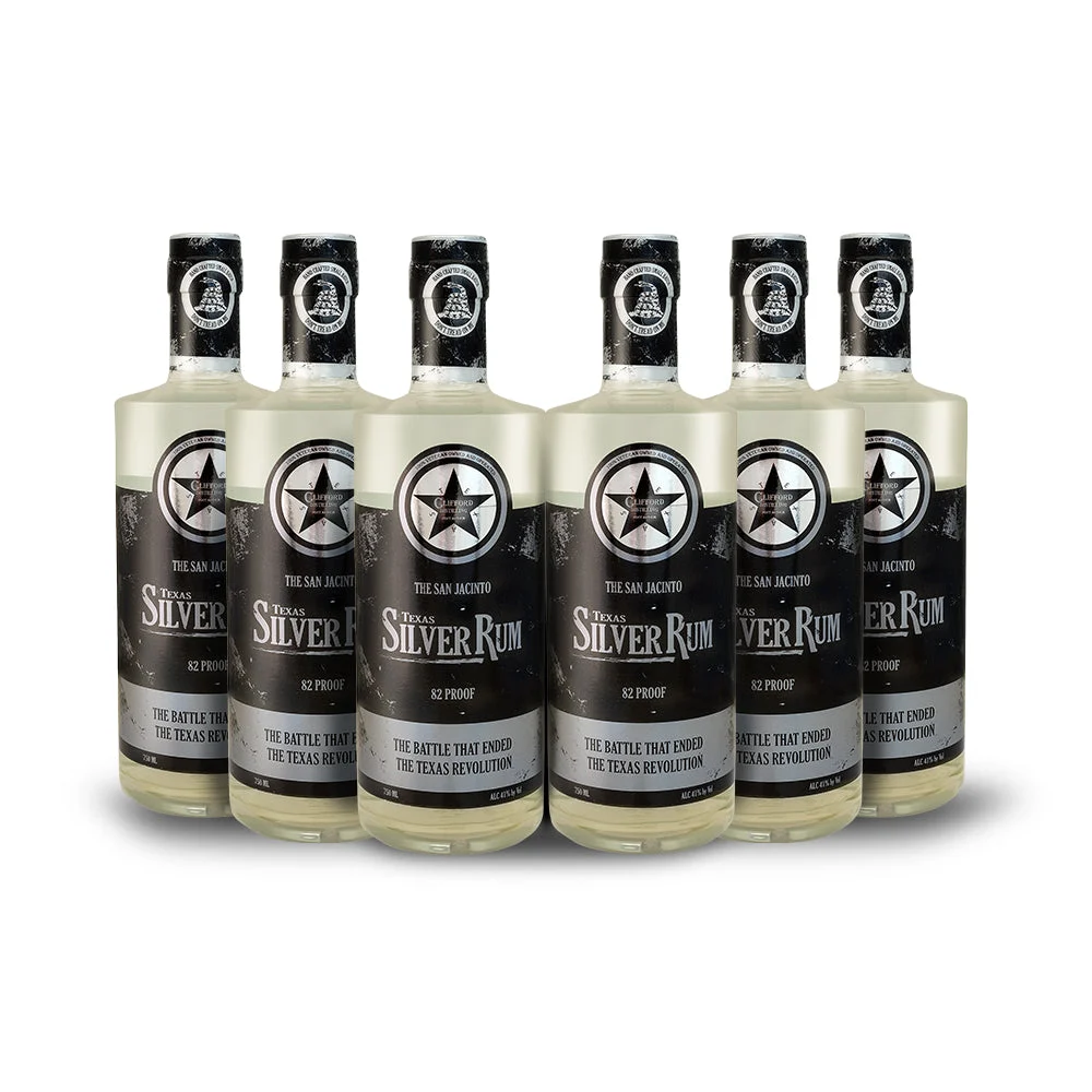 Destilación Clifford | The San Jacinto: Paquete de botellas de ron Texas Silver (6) - Rum